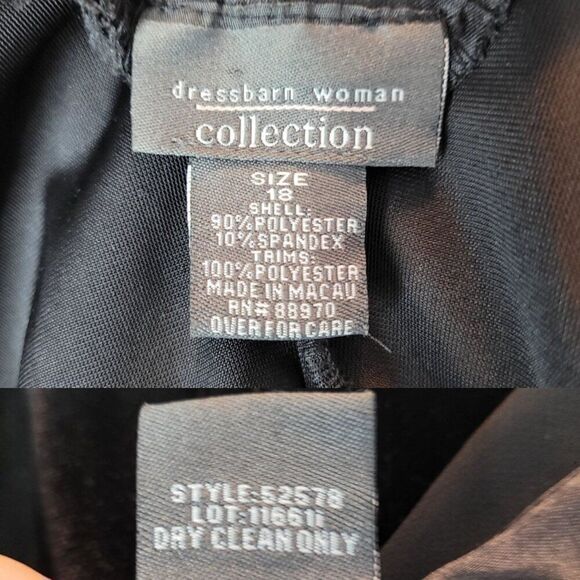 Vntage Black Velour Stretch Gown Sz 18 Scoop Back Jeweled Pleated Slit Cocktail - Picture 3 of 11